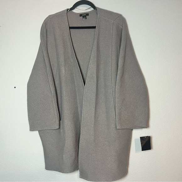 Alfani Light Gray Grey Merino Wool Sweater Open Front Cardigan Size Large NWT - Picture 3 of 10